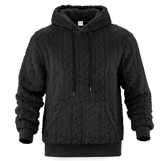 Herren Sherpa-Kapuzenpullover mit Zopfmuster, Kängurutasche und Rippbündchen Shop Nory