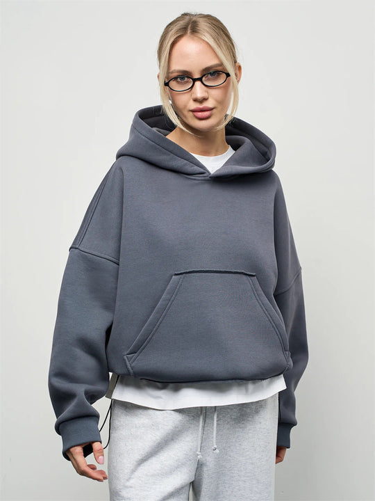 Damen lässiger Oversize-Hoodie mit Kängurutasche und weichem Innenfutter