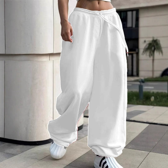 Damen nan weite Baggy-Jogginghose mit hohem Komfortbund, Kordelzug und elastischen Knöchelbündchen Shop Nory