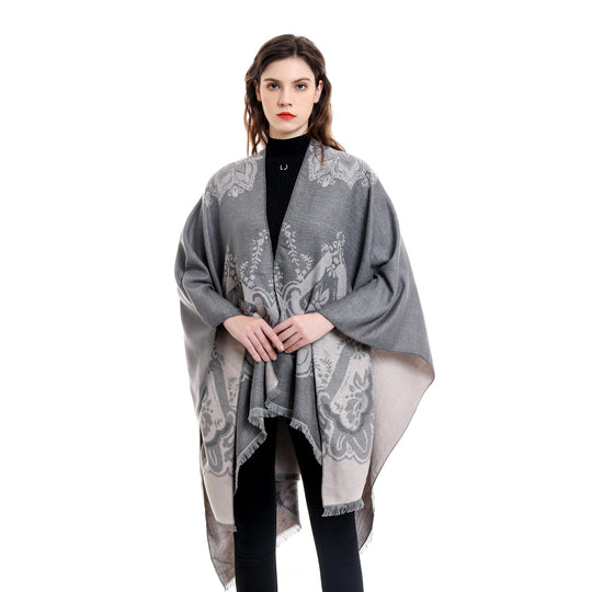 Damen Leichter Jacquard-Überwurf mit kaschmirähnlichem Griff und Fransensaum Shop Nory