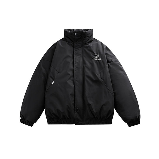 Unisex Boxy wattierte Kurzjacke mit Stehkragen und verdeckter Druckknopfleiste Shop Nory
