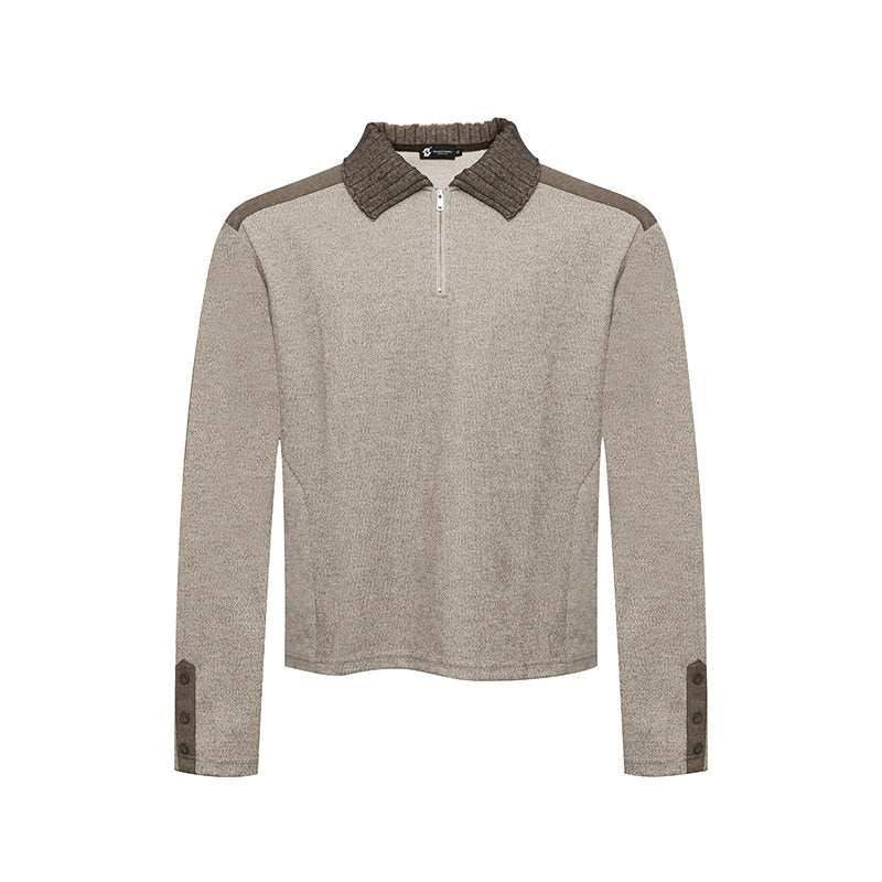 Damen Langarm-Poloshirt mit Halbzip, Kontrastschultern und Knopfmanschetten Shop Nory