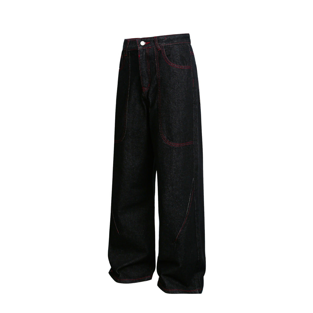Damen weite Cropped-Denimhose mit hoher Taille und Kontrastnähten Shop Nory