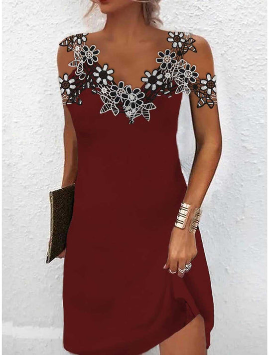 Damen Elegantes Kleid mit Spitzenbesatz