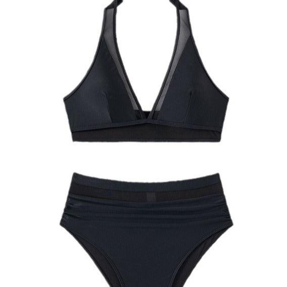 Damen Hochtaillierter Bikini mit transparenten Einsätzen und raffiniertem Schnitt