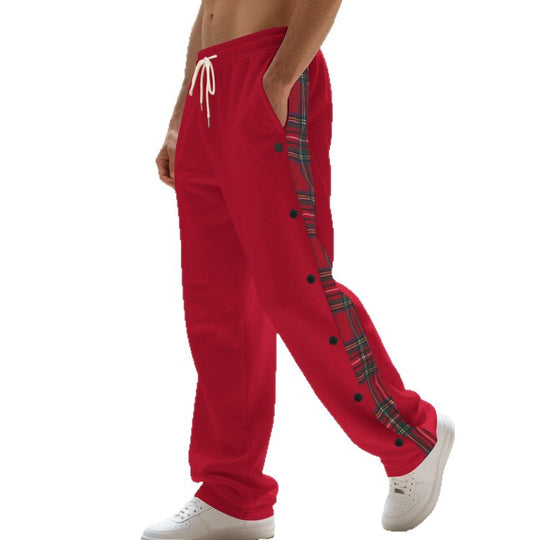 Herren Relaxed-Fit Jogginghose mit Druckknopf-Seitenschlitz und Karopaneel Shop Nory