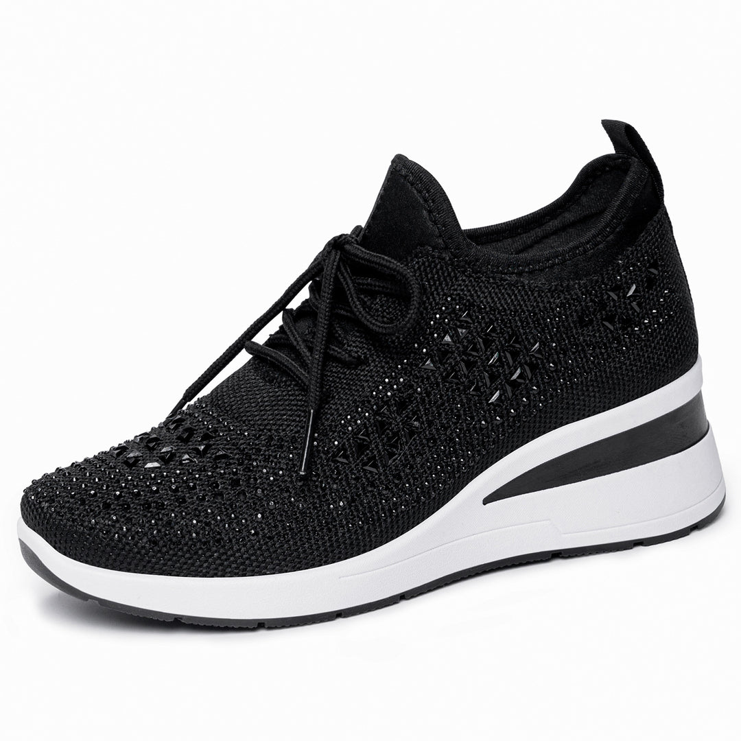 Damen nan Strick-Plateau-Sneaker mit funkelnder Verzierung, sockenähnlichem Einstieg und stoßdämpfender EVA-Zwischensohle Shop Nory