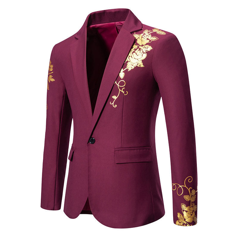 Herren eleganter Blazer mit floralem Gold-Design