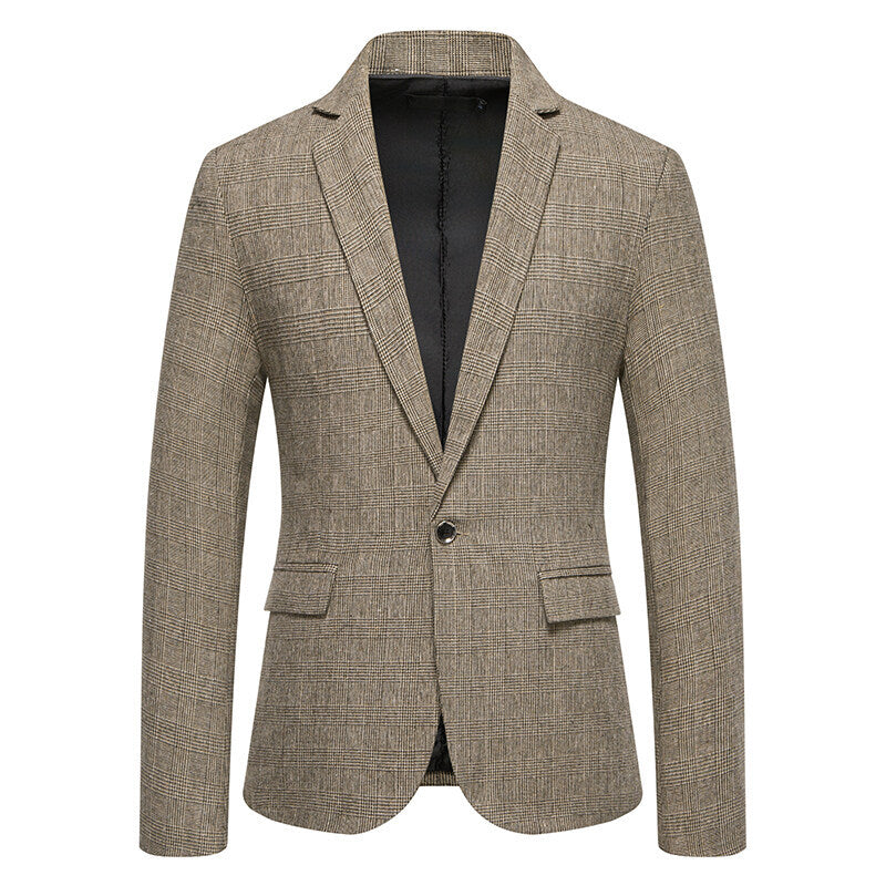 Herren Tailliertes Glencheck-Sakko mit Ein-Knopf-Verschluss und Pattentaschen Shop Nory