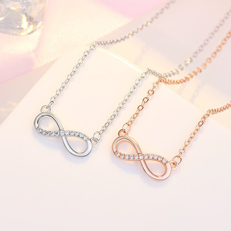 Damen Halskette mit unendlichem Zeichen und funkelnden Zirkoniasteinen Shop Nory