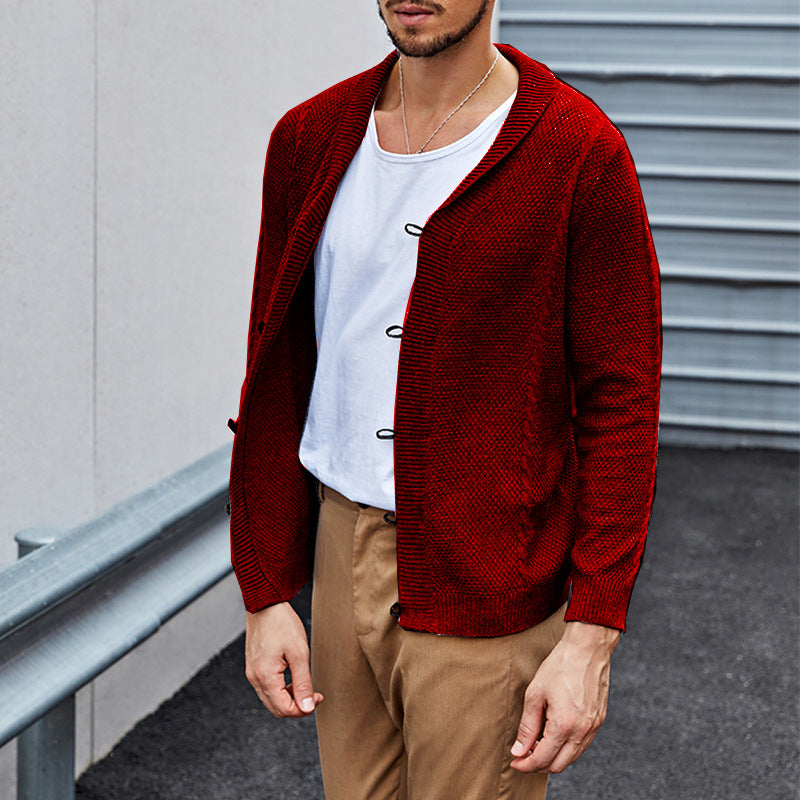 Herren Feinstrick-Cardigan mit Schalkragen, Karabiner-Verschlüssen und Strukturstrick Shop Nory