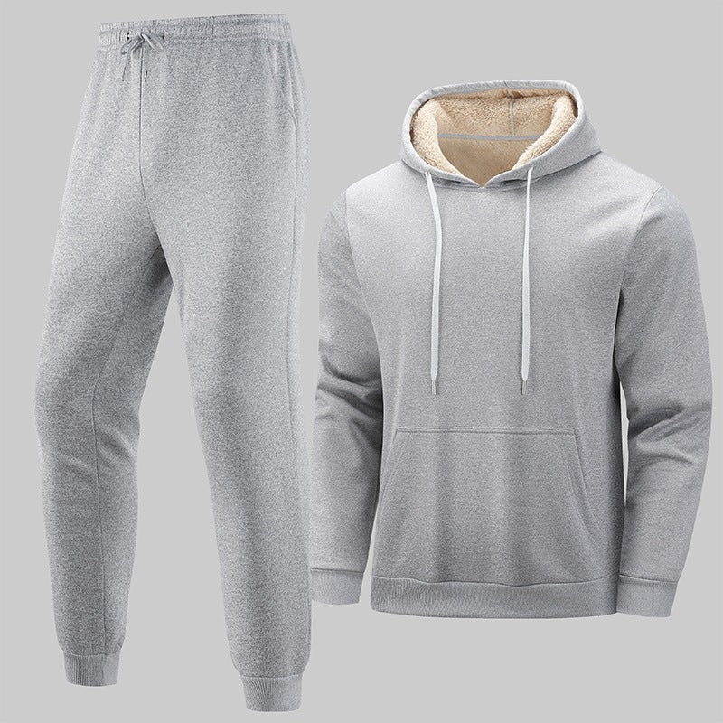 Herren Gefüttertes Freizeit-Set aus Kapuzenpullover mit Teddyfutter‑Kapuze & Thermo-Jogginghose Shop Nory