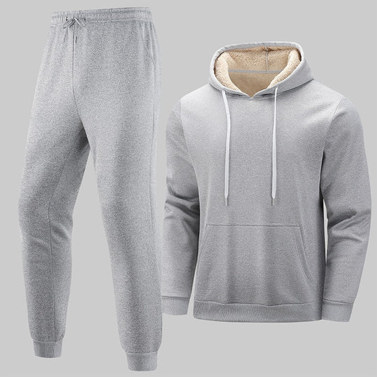 Herren Gefüttertes Freizeit-Set aus Kapuzenpullover mit Teddyfutter‑Kapuze & Thermo-Jogginghose Shop Nory