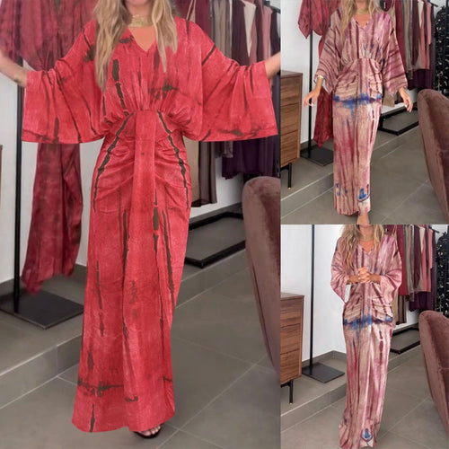 Damen Fließendes Maxikleid mit V‑Ausschnitt, Wickeloptik und dekorativem Taillenband Shop Nory