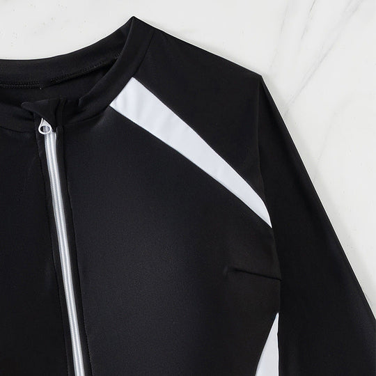 Damen Badeanzug mit Reißverschluss und langen Ärmeln Shopnory