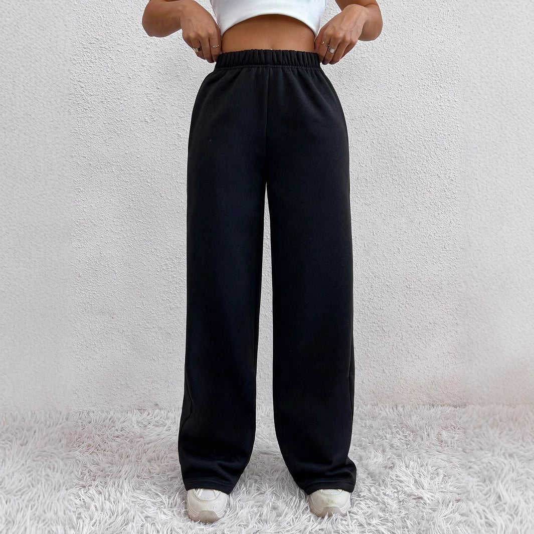 Damen nan weite Loungehose aus French Terry mit hohem Komfortbund, seitlichen Eingrifftaschen und fließendem Bein Shop Nory