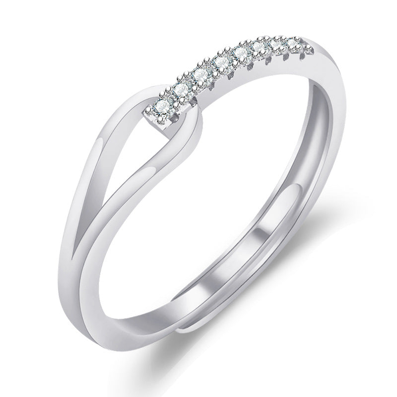 Damenring mit elegantem Wellen-Design und funkelnden Zirkonia Shop Nory