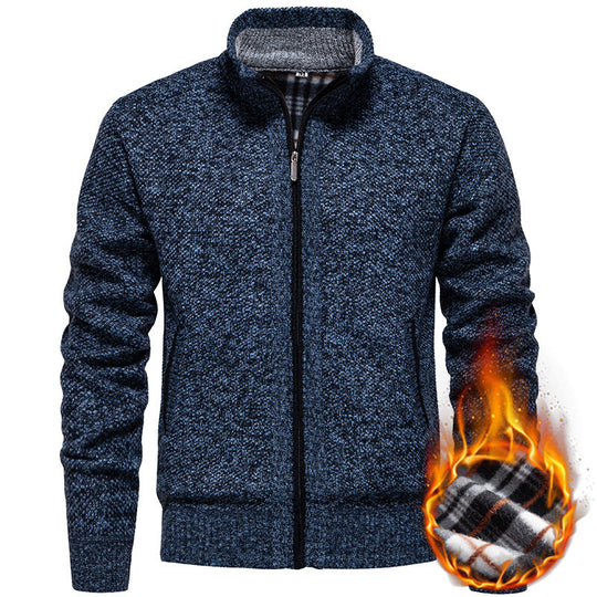 Herren Strickjacke mit hohem Kragen und praktischem Reißverschluss Shopnory