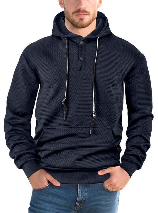 Herren Texturierter Kapuzenpullover mit gesteppter Patchstruktur und Druckknopfleiste Shop Nory