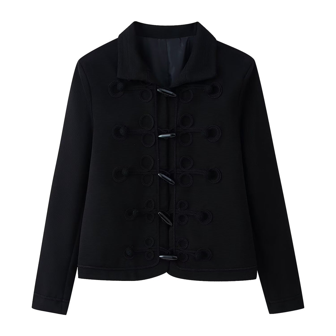 Damen Kurzjacke im militärisch inspirierten Stil mit Stehkragen und Zierkordeln Shop Nory