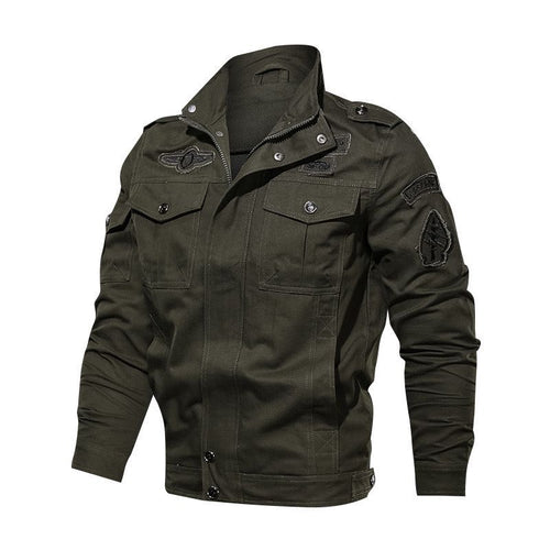 Herren Leichte Canvas-Utilityjacke im Military‑Look mit Stehkragen, Epauletten und Brustpattentaschen Shop Nory