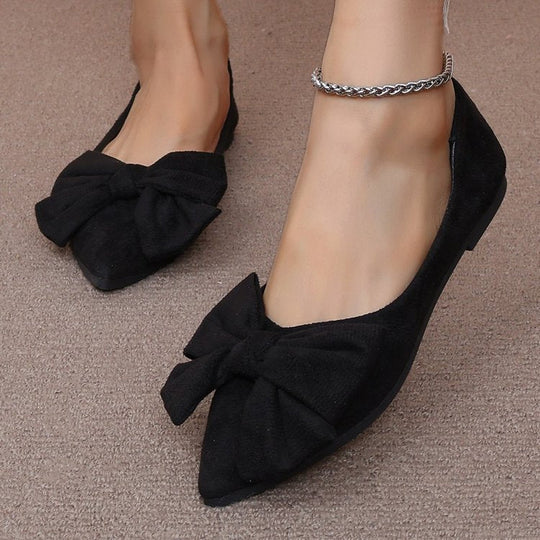 Damen Ballerinas mit dekorativem Schleifen-Design und spitzem Zehenbereich