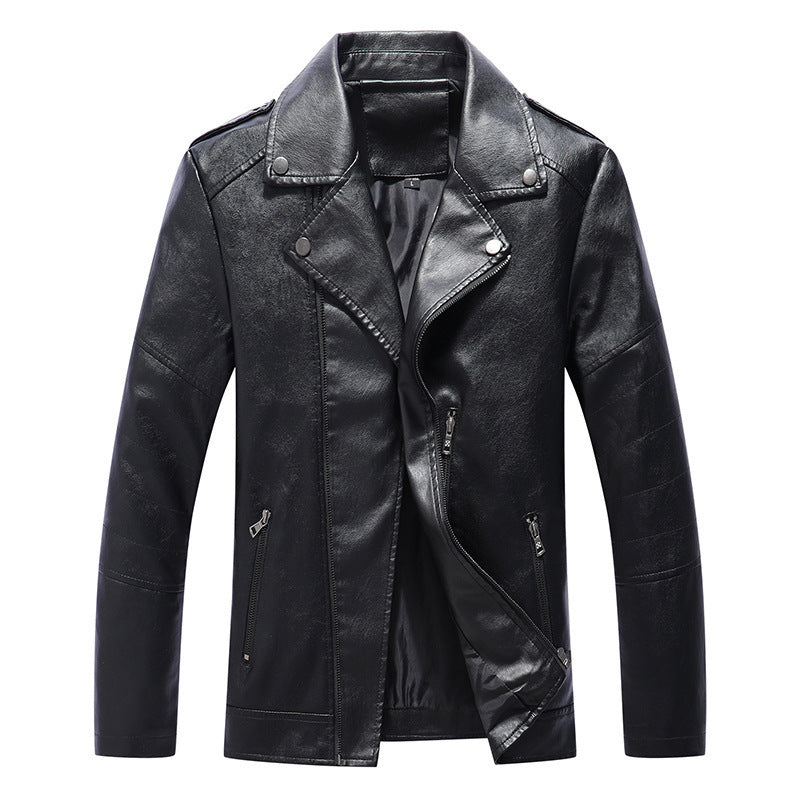Herren Slim Fit Kunstleder-Motoblouson im Biker-Look mit gesteppten Armpaneelen und Reverskragen Shop Nory