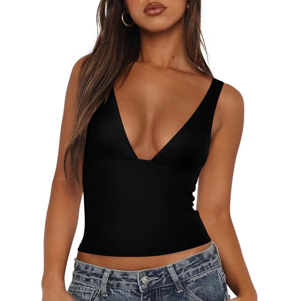 Damen figurbetontes V-Ausschnitt Top