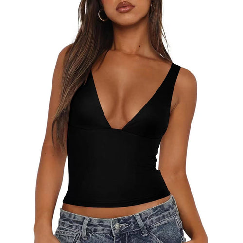 Damen figurbetontes V-Ausschnitt Top