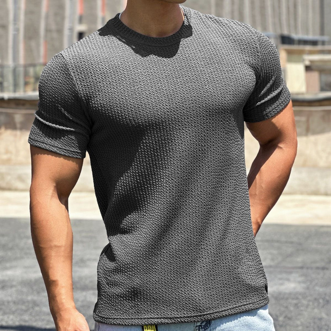 Herren strukturiertes T-Shirt in schlanker Passform mit Rundhalsausschnitt Shop Nory