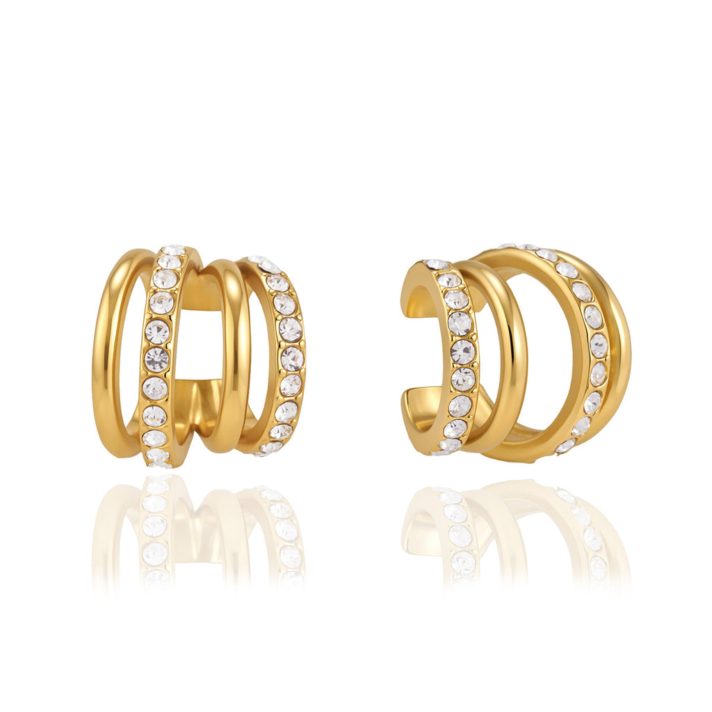 Damen Ohrhänger mit funkelndem Kristall und glattem Goldfinish Shop Nory