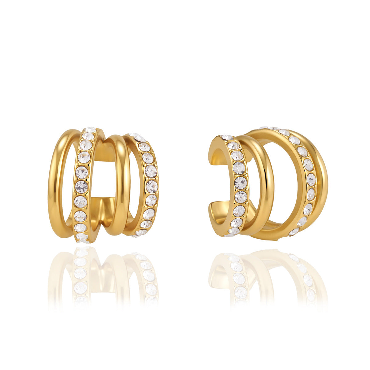 Damen Ohrhänger mit funkelndem Kristall und glattem Goldfinish Shop Nory