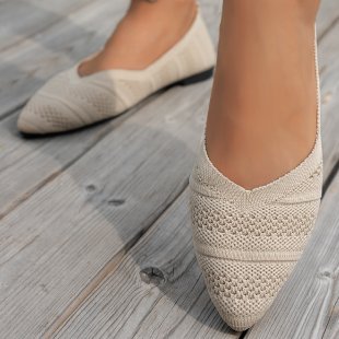 Damen Spitzer Ballerinas aus atmungsaktivem Strickmaterial mit flexibler Sohle