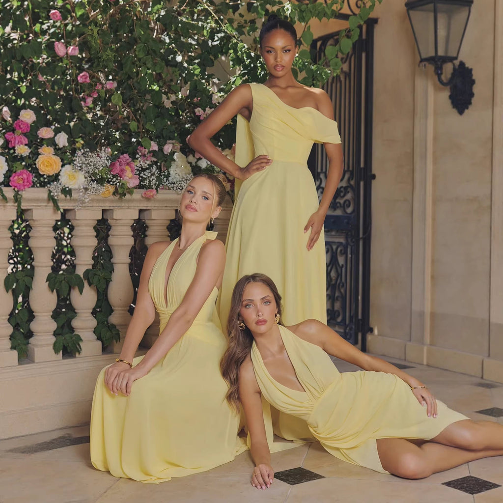 Damen Elegantes Abendkleid mit fließendem Stoff und raffiniertem V-Ausschnitt Shopnory