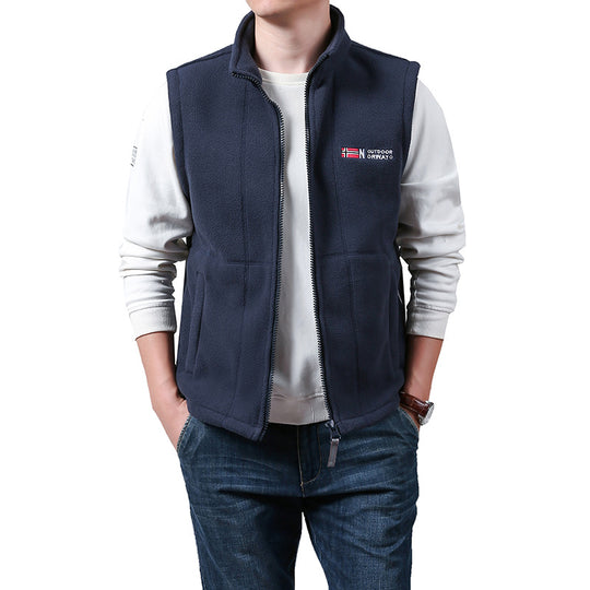 Herren Warme Fleece-Outdoorweste mit durchgehendem Reißverschluss und Stehkragen Shop Nory