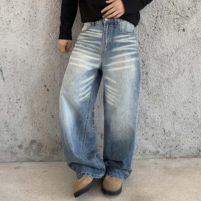 Damen Weite High‑Waist Baggy-Jeans mit Used‑Fade und extra weitem Bein Shop Nory