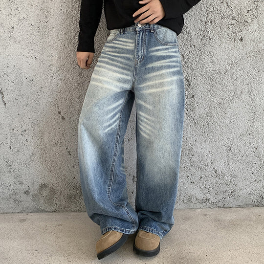 Damen Weite High‑Waist Baggy-Jeans mit Used‑Fade und extra weitem Bein Shop Nory