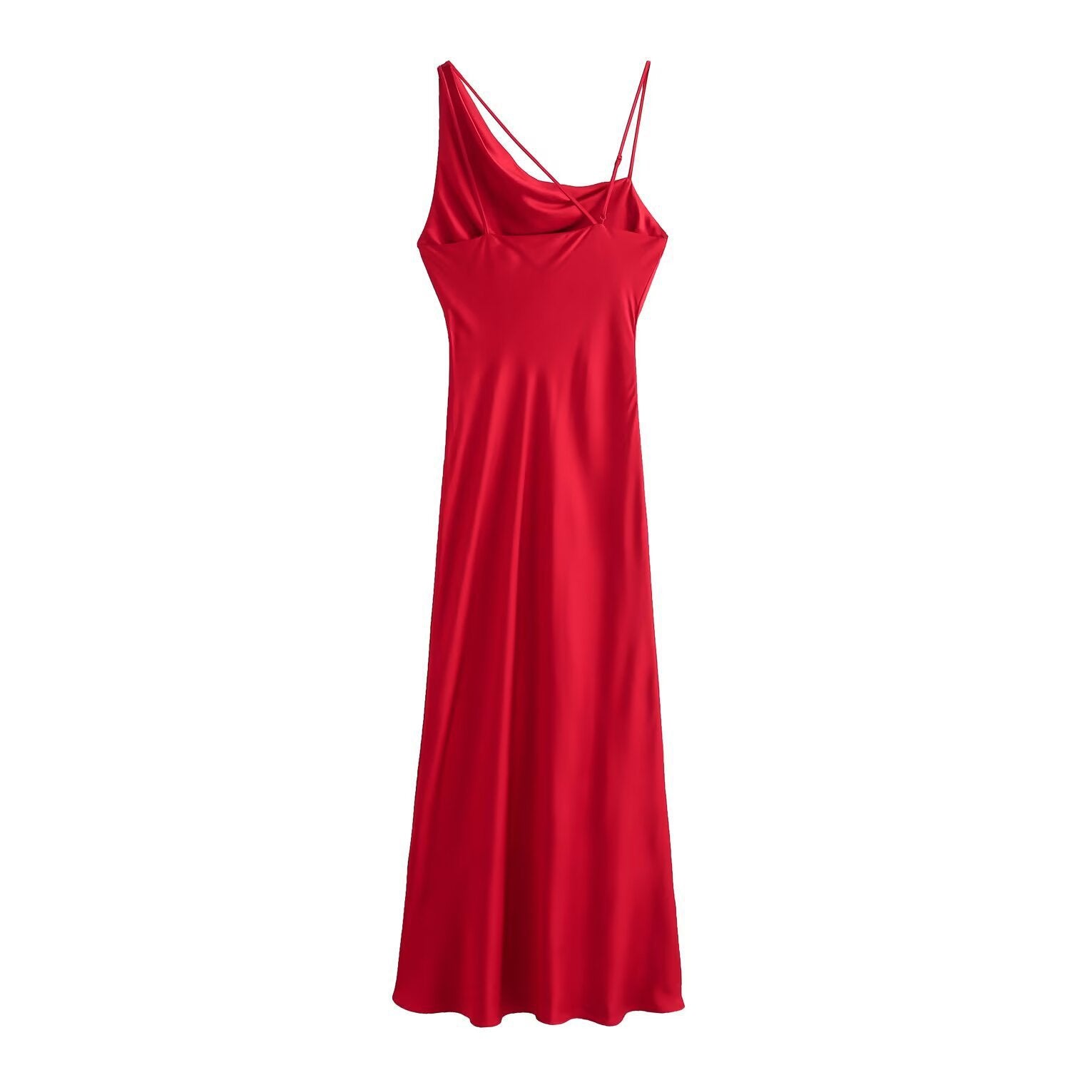 Damen elegantes Spaghetti-Trägerkleid mit fließendem Schnitt und verführerischer Drapierung Shopnory