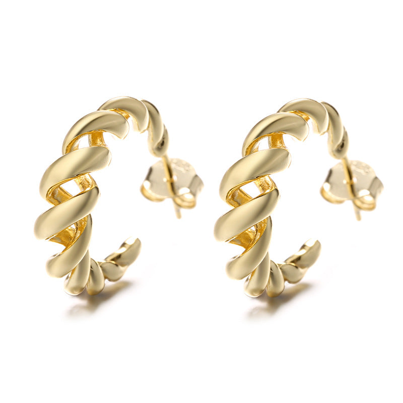 Damen Ohrringe mit modernem, spiralförmigem Design aus hochwertigem Silber Shop Nory