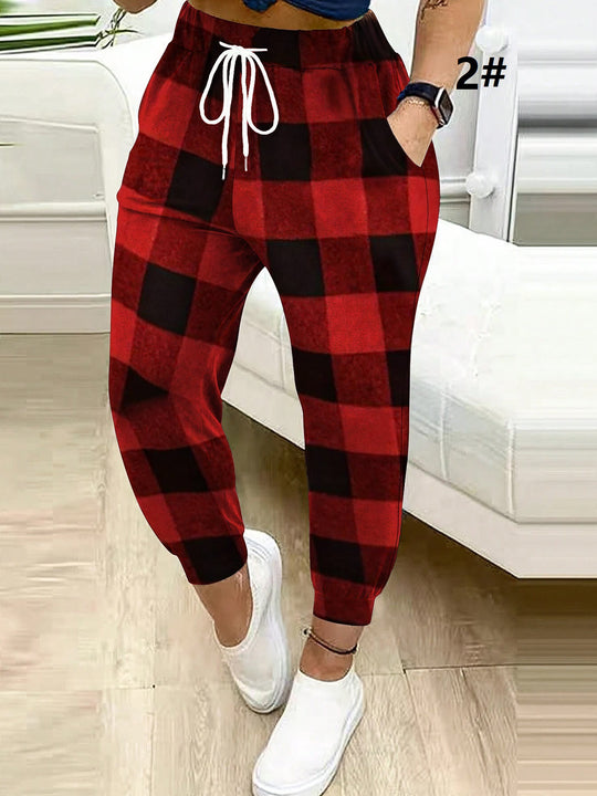 Damen Gemusterte Relax-Jogginghose mit Tunnelzug, Eingrifftaschen und Elastikbündchen Shop Nory