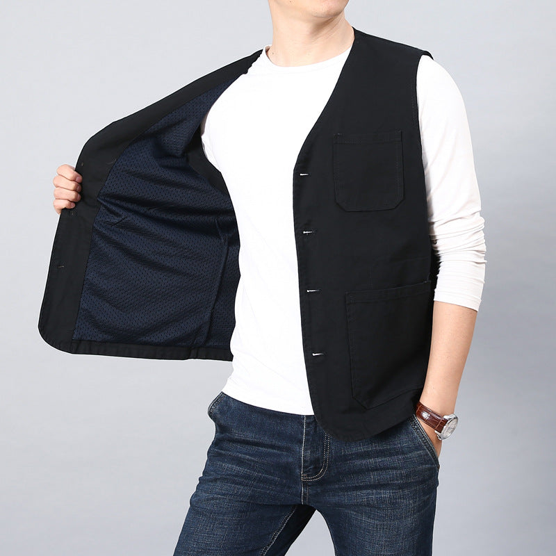 Herren Utility-Weste mit gestreiftem Innenfutter aus Baumwoll-Canvas Shop Nory