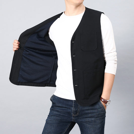 Herren Utility-Weste mit gestreiftem Innenfutter aus Baumwoll-Canvas Shop Nory