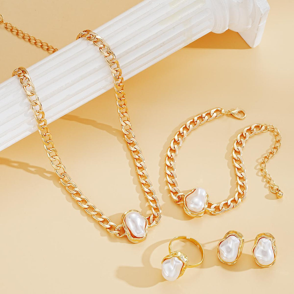 Damen Schmuckset mit hochwertiger Perlenverzierung und elegantem Kettendesign Shop Nory