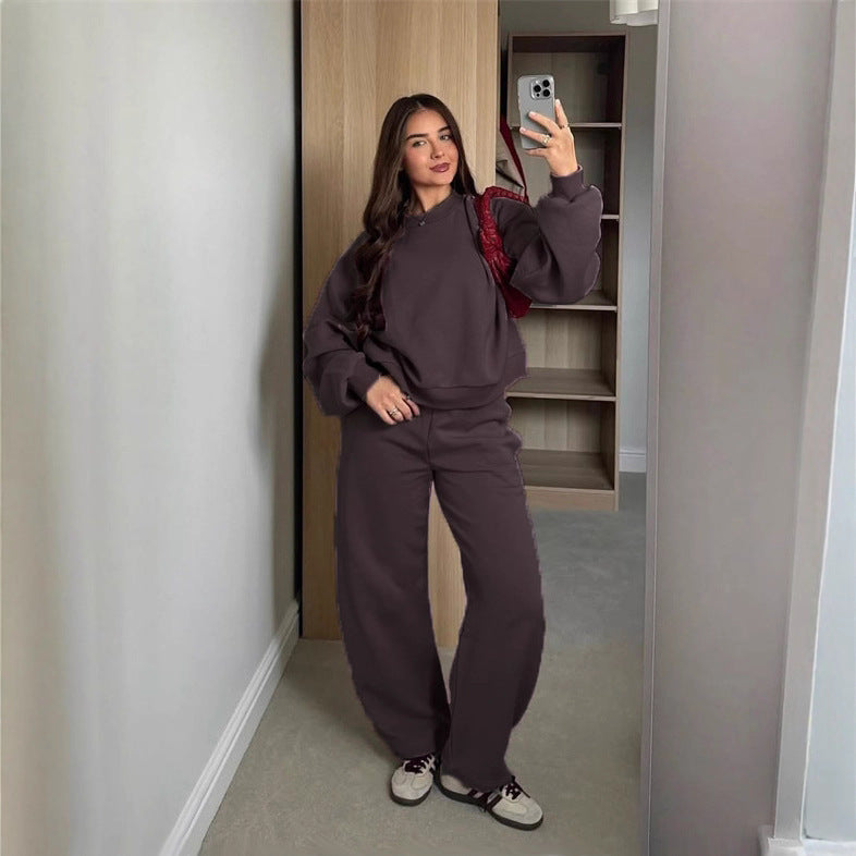 Damen Cropped-Sweatshirt mit hohem Rundhalsausschnitt und elastischer Tunnelzug Wide-Leg Jogginghose Set Shop Nory