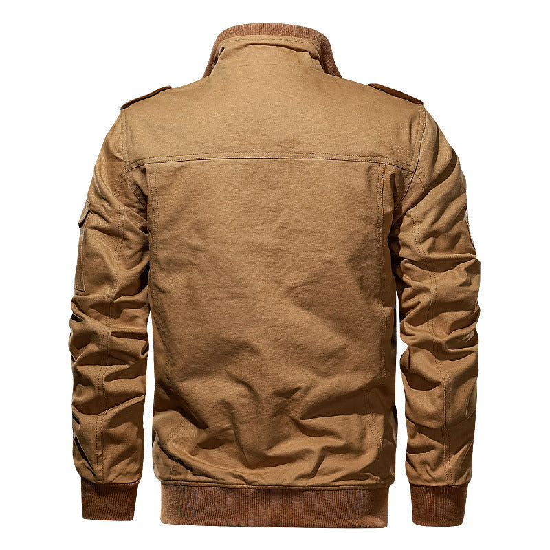 Herren robuste Canvas-Fliegerjacke im Utility-Fieldstil mit Schulterpatten und Mehrfachtaschen Shop Nory