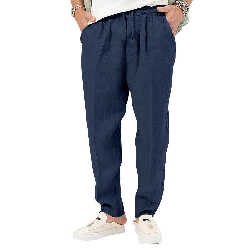 Herren nan lässige Leinenoptik Freizeithose mit elastischem Tunnelzugbund und schmal zulaufenden Beinen Shop Nory
