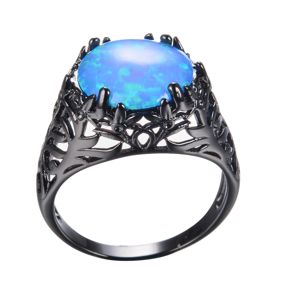 Damen Ring mit kunstvollem Blattdesign und schimmerndem Opal Shop Nory