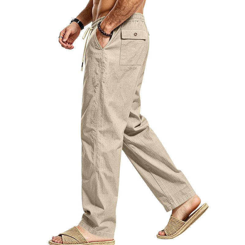 Herren Leichte Relax-Hose mit elastischem Bund, Kordelzug und aufgesetzter Cargotasche Shop Nory