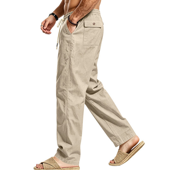 Herren Leichte Relax-Hose mit elastischem Bund, Kordelzug und aufgesetzter Cargotasche Shop Nory