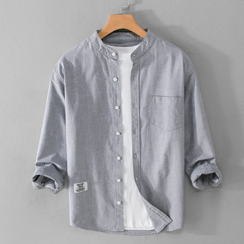 Herren Stehkragen-Overshirt aus Baumwollmix mit Brusttasche und entspannter Passform Shop Nory
